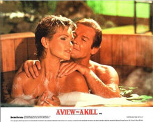 A View To A Kill original 8x10 lobby card Fiona Fullerton Roger Moore in hot tub