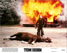 Tom Horn 1980 original 8x10 inch lobby card Steve McQueen outside burning home