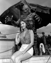 Revenge Of the Creature 1955 Lori Nelson on set with Gill Man 8x10 inch photo
