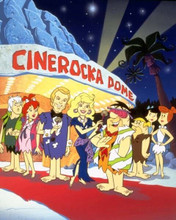 The Flintstones Fred Barney Betty & Wilma outside Cinerocka Dome 8x10 photo