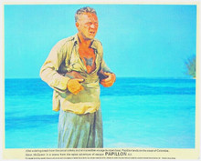 Steve McQueen on beach with butterfly tattoo on his chest Papillon 8x10 photo
