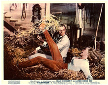 Goldfinger Sean Connery flips Honor Blackman off her feet in straw 8x10 photo