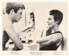 Breathless 1960 jean-Paul Belmondo and Jean Seberg in bathroom 8x10 inch photo