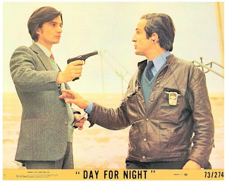 Day For Night 1973 Francois Truffaut Jean-Pierre Leaud with gun 8x10
