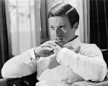 Robert Redford seated in sweater as Jay Gatsby 1974 The Great Gatsby 8x10 photo