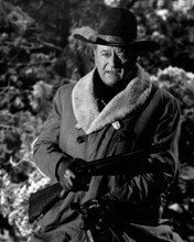 John Wayne on horseback in long coat with lambswool collar Cahill 8x10 photo
