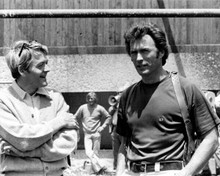 Magnum Force on set Clint Eastwood Hal Holbrooks chat between takes 8x10 photo