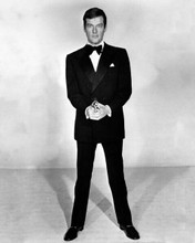 Roger Moore full body 007 in tuxedo pointing gun Live and Let Die 8x10 photo