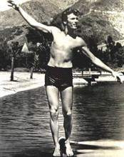 Clint Eastwood beefcake 1960's in swim shorts full body pose 8x10 inch photo