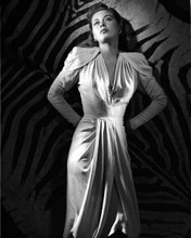 Yvonne De Carlo femme fatale style pose in white dress 8x10 inch photo