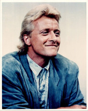 Rutger Hauer smiling 1980's portrait in blue jacket 8x10 inch photo