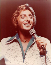 Barry Manilow smiling holding microphone 1980's 8x10 inch photo