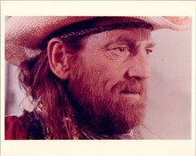 Willie Nelson 1970's era portrait wearing hat 8x10 inch photo