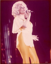 Dolly Parton 1970's on stage singning holding mike vintage 8x10 inch photo