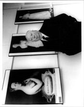 Alfred Hitchcock original 1970's press photo posing in art gallery