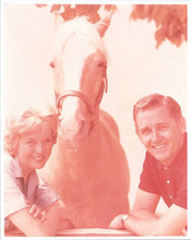 Mr Ed Alan Young & Connie Hines pose with Mr Ed 8x10 inch photo