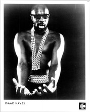 Isaac Hayes cool pose barechested wearing chain necklace 8x10 inch photo