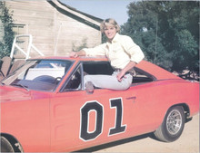 Dukes of Hazzard John Scheider sits on General Lee vintage 8x10 inch photo
