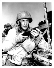Combat! TV series Rick Jason as Hanley by wooden fence 8x10 inch photo