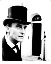 Adventures of Sherlock Holmes TV 8x10 photo Jeremy Brett outside 221B Baker St