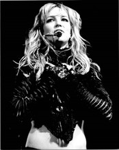 Britney Spears with bare midriff on stage performing 8x10 inch press photo