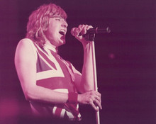 Def Leppard Joe Elliott in Union Jack shirt 1970's on stage 8x10 press photo