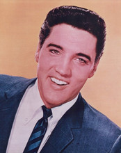 Elvis Presley classic smiling portrait 1950's era in blue suit 8x10 inch photo