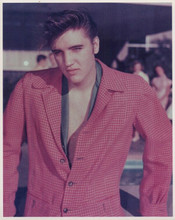 Elvis Presley young pose in red checkered jacket 8x10 inch photo