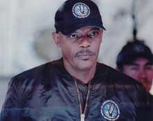 Samuel L. Jackson wears L.A.P.D. cap and jacket 2003 movie S.W.A.T 8x10 photo