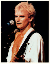 Sting 1980's in concert with bare chest playing guitar 8x10 inch photo
