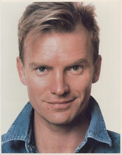 Sting smiling portrait in denim shirt 1970's Police era 8x10 inch photo