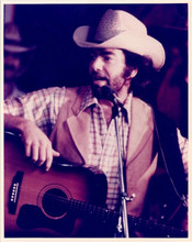 Neil Diamond in waistcoat & western hat with his guitar 8x10 inch photo