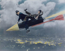 Laurel and Hardy Stan and Ollie hilarious fly on top of rocket 8x10 inch photo