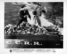 Carson City 1952 original 8x10 photo Randolph Scott on top of freight train