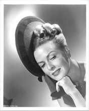 Janis Carter original 8x10 photo 1940's era studio portrait in hat blonde curls