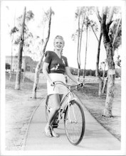 Janis Carter 1940's era original 8x10 photo posing with bicycle