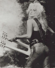 Lita Ford plays her double neck guitar 8x10 inch photo