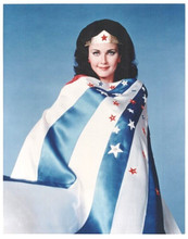 Wonder Woman TV series Lynda Carter vintage 8x10 inch photo with American flag