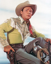 Roy Rogers iconic western pose on saddle with hand on gun holster 8x10 photo