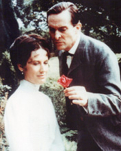 Adventures of Sherlock Holmes Jeremy Brett gives flower to woman 8x10 inch photo
