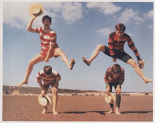 The Beatles pose on beach in swimsuits vintage 8x10 color photo