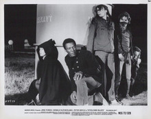 Steelyard Blues 1972 original 8x10 photo Jane Fonda in cloak with team