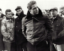 On The Waterfront Marlon Brando stands on picket line 8x10 inch photo
