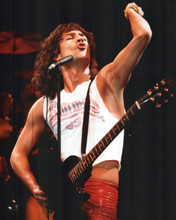 Billy Squier in full swing onstage 1983 UIC Pavilion Chicago 8x10 press photo