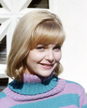 Carol Lynley in striped sweater smiles for press at movie event 8x10 inch photo