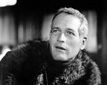 Paul Newman wears jacket with fur type collar 1977 Slapshot 8x10 inch photo