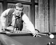 Lee Majors lines up pool shot in scene from The Big Valley 8x10 inch photo