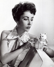 Elizabeth Taylor rare 1950's image seated holding porcelain cat 8x10 photo