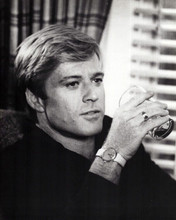 Robert Redford 1970's in black shirt holding drink 8x10 inch photo