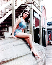 Linda Harrison full body glamour pose in blue swimsuit 1965 8x10 inch photo